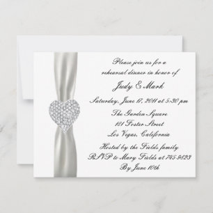 Diamond Heart White Wedding Rehearsal Dinner Invit Invitation