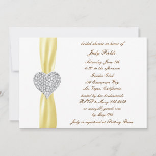 Diamond Heart Yellow Wedding Bridal Shower Invite