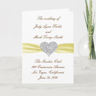 Diamond Heart Yellow Wedding Program Card