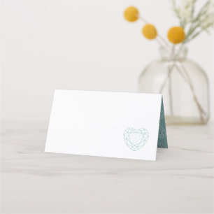 Diamond hearts aqua grey place guest cards