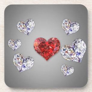 Diamond Hearts - Plastic Coaster
