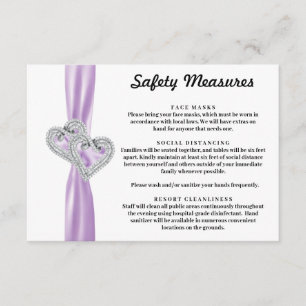Diamond Hearts Purple Ribbon Safety Measures Enclosure Card