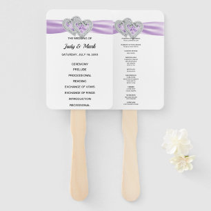 Diamond Hearts Purple Wedding Program Fans