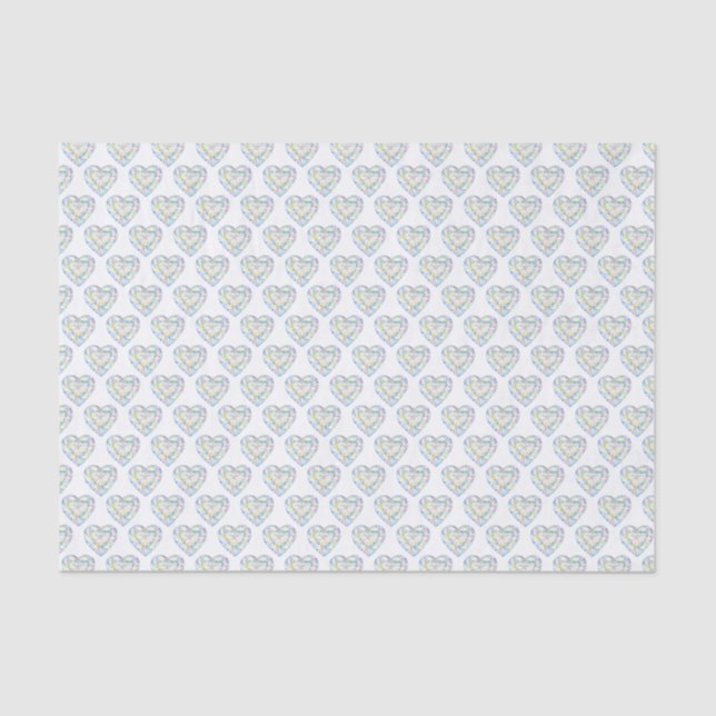 Diamond hearts watercolor art gems tissue paper (Front)