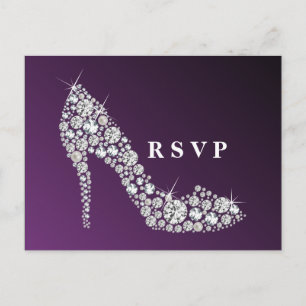 diamond high heels glitter elegant RSVP Invitation Postcard