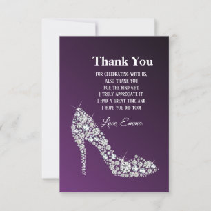 diamond high heels glitter elegant thank you card