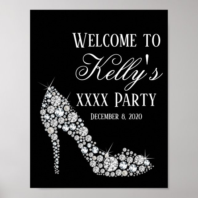 diamond high heels glitter elegant  welcome sign (Front)