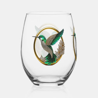 Diamond Hummingbird Stemless Wine Glass