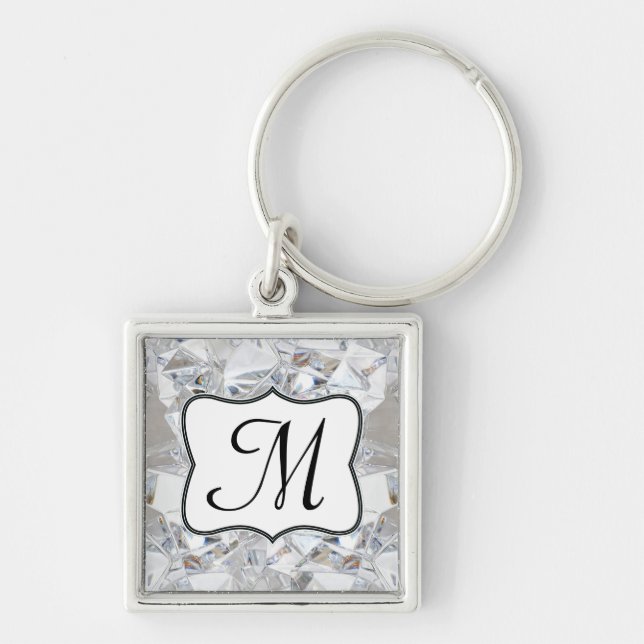 Diamond Ice Crystal Glitz Glam Glamour Key Chain (Front)
