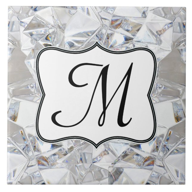 Diamond Ice Crystal Glitz Monogram Display Tile (Front)