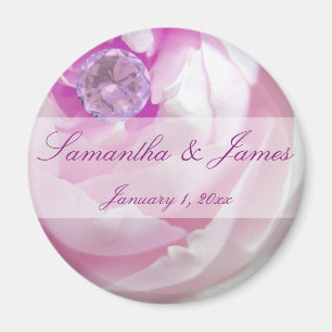 Diamond in a Pink Rose Personal Wedding Magnet