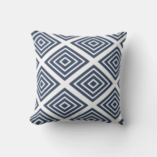 Diamond [indigo] - Japanese Traditional Pattern Throw Pillow