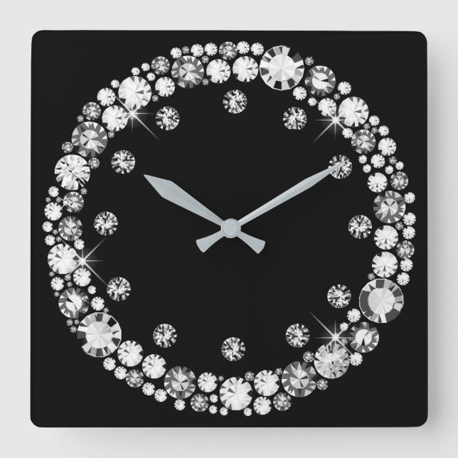 Diamond Infinity Square Wall Clock (Front)