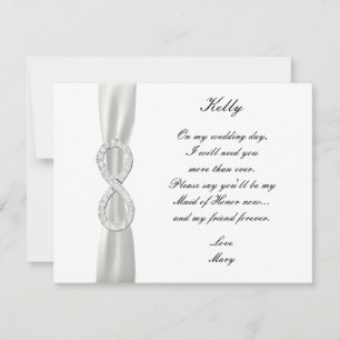 Diamond Infinity White Wedding Maid Of Honour Card
