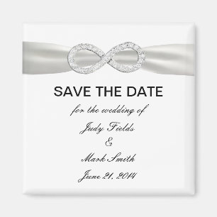 Diamond Infinity WhiteWedding Save The Date Magnet