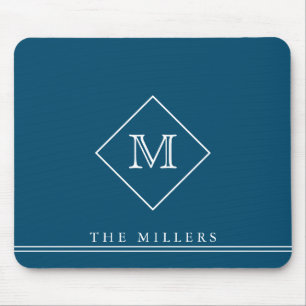 Diamond Initial Monogram, Personalized Navy Blue  Mouse Pad