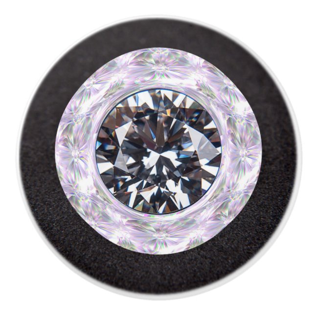 Diamond Jewel Gemstone Ceramic Knob (Front)