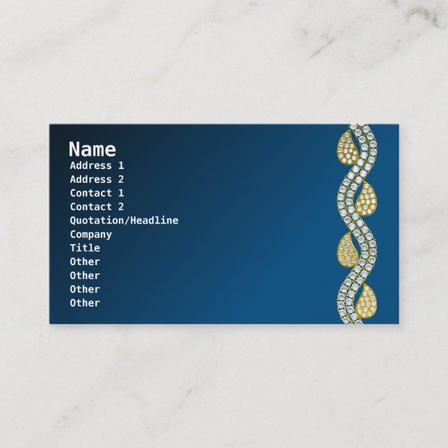 Diamond jewellery-blue & black bg business card (Front)
