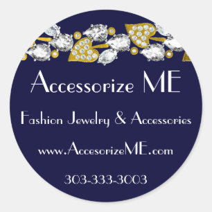 Diamond jewellery-navy blue classic round sticker