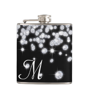 Diamond Jewels Jewellery Glit Monogram Whiskey Hip Flask