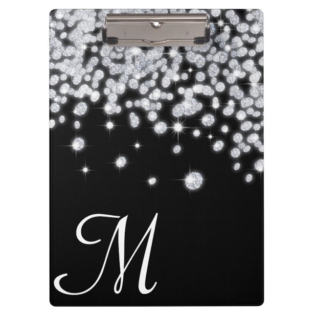 Diamond Jewels Jewellery Monogram Initial Clip Boa Clipboard (Front)