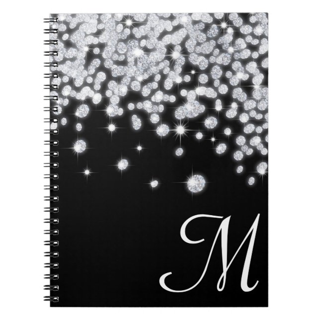 Diamond Jewels Jewellery Monogram Initial Note Boo Notebook (Front)