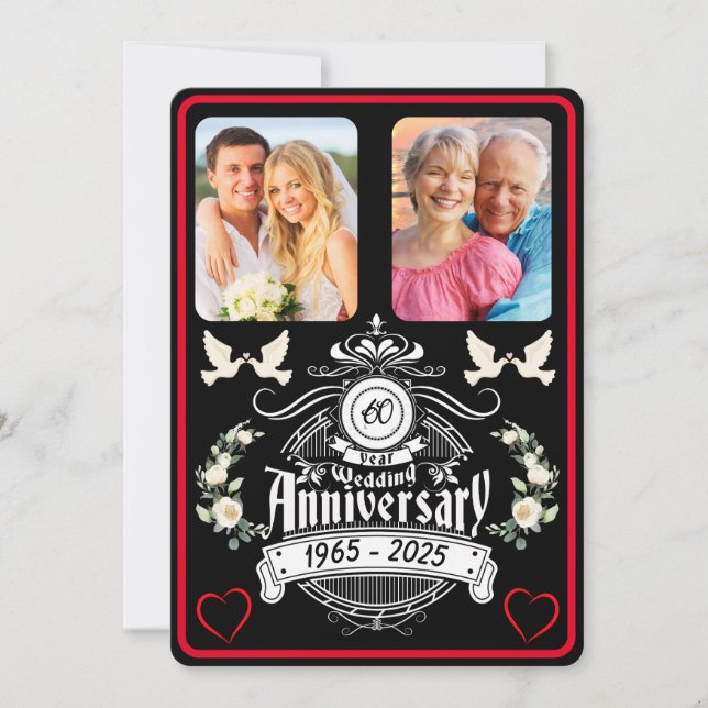 Diamond Jubilee 2 Photo Anniversaire Invitation (Devant)