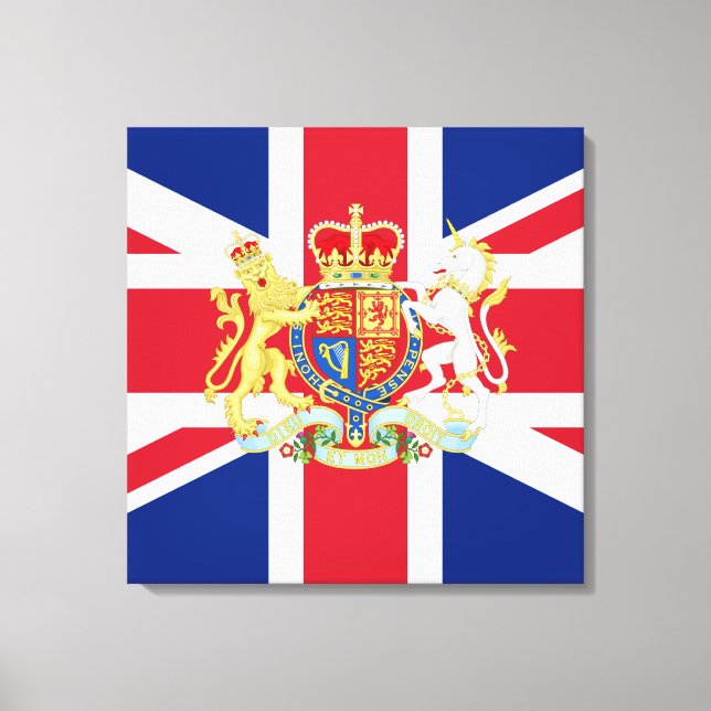 Diamond Jubilee Union Flag and Royal Crest Canvas Print (Front)
