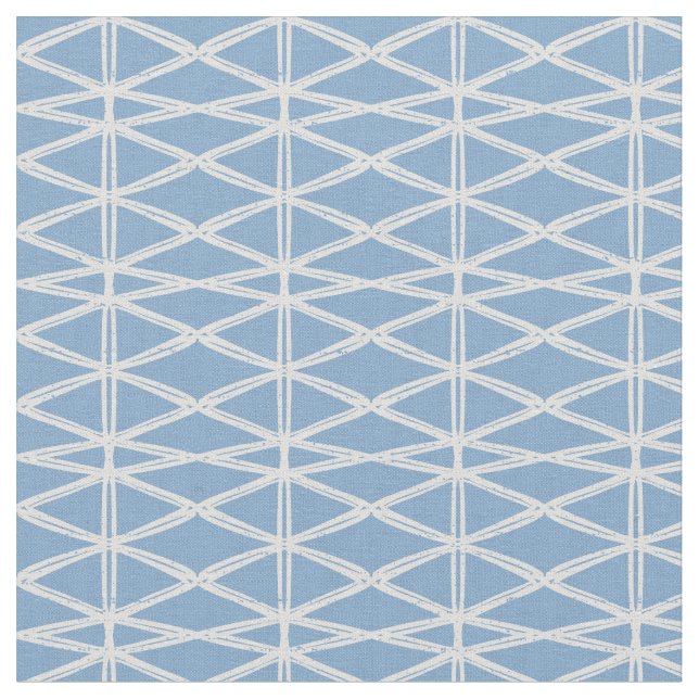 Diamond Lattice contemporary modern triangle blue Fabric (Close Up)
