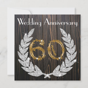 Diamond Laurel & Gold 60th Wedding Anniversary In Invitation