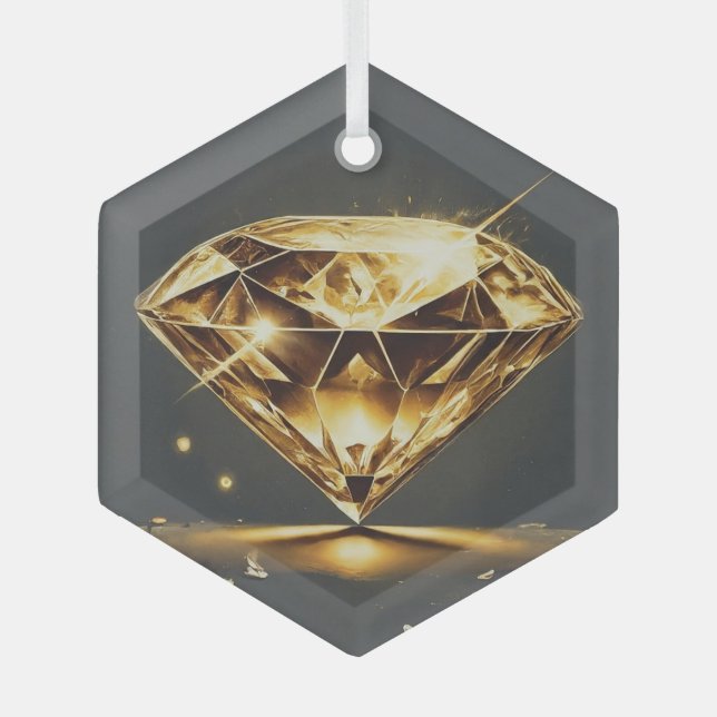 Diamond Light Black Glass Ornament (Front)