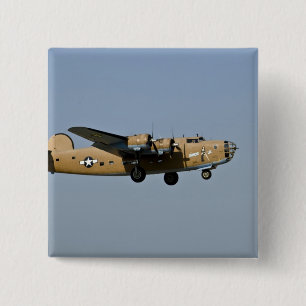 Diamond Lil B-24 Bomber, landing at Oshkosh, 2 Inch Square Button