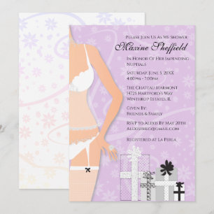 Diamond Lingerie Bridal Shower Purple Invitation