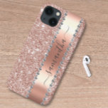 Diamond Look Glitter Calligraphy Name Rose Gold Case-Mate iPhone 14 Case<br><div class="desc">Any glitter or diamonds in design are photos and simulated. This design may be personalized in the area provided by changing the photo and/or text. Or it can be customized by clicking Personalize this Template and then choosing the click to customize further option and delete or change the colour of...</div>