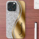 Diamond Look Gold Metal Personalized Glam Case-Mate iPhone 14 Case<br><div class="desc">Any glitter or diamonds in design are photos and simulated. This design may be personalized in the area provided by changing the photo and/or text. Or it can be customized by clicking Personalize this Template and then choosing the click to customize further option and delete or change the colour of...</div>
