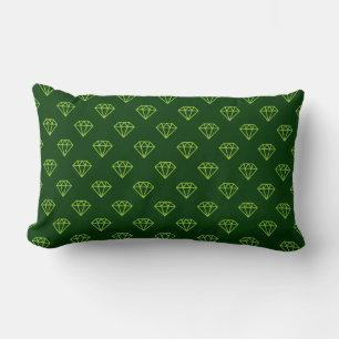 Diamond - Martian Green on Dark Forest Green Lumbar Pillow