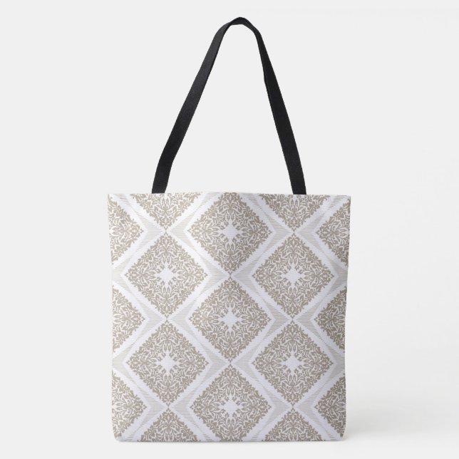 Diamond Medallion Beige/Tan Designer Tote Bag (Front)