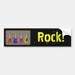 Diamond Metal Guitars, Rock! Bumper Sticker