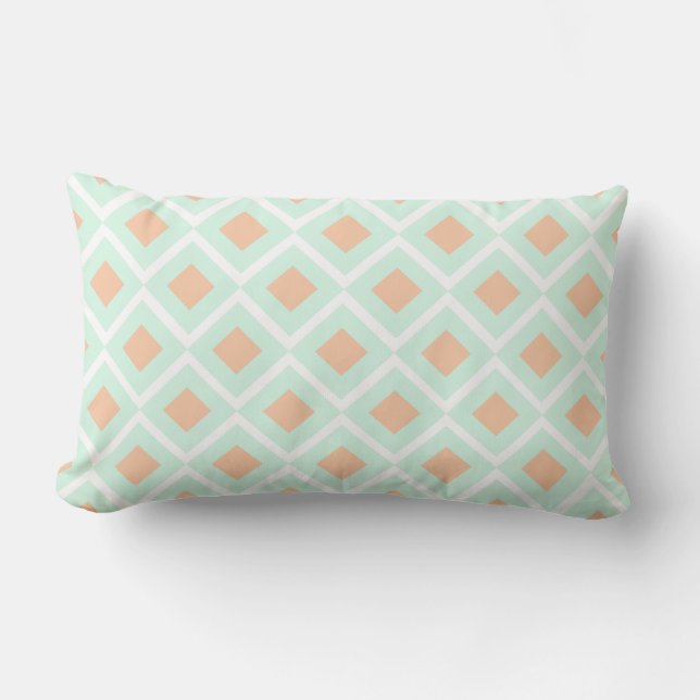 Diamond Mint Green Rectangle Throw Pillow (Front)