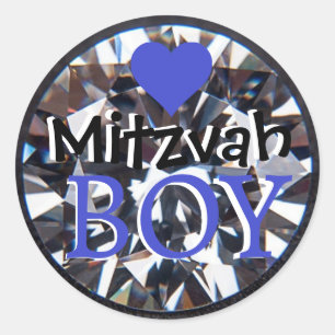 Diamond Mitzvah Boy Classic Round Sticker