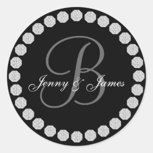 Diamond Monogram B Names Wedding Favour Labels