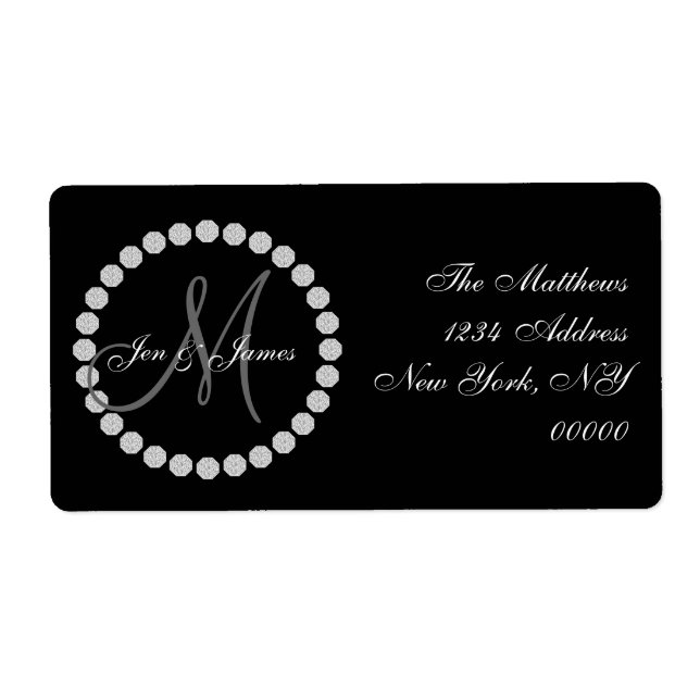 Diamond Monogram Names Address Labels (Front)
