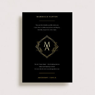 Diamond Monogram With Flowers in Gold Wedding Foil