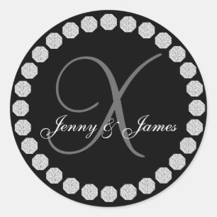 Diamond Monogram X Names Wedding Favour Labels