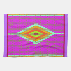 Diamond Mosaic tiles  bright colour kitchen towel