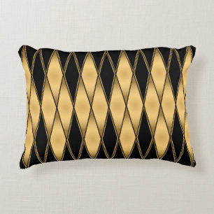 Diamond motif: gold-black elegant pattern. accent pillow