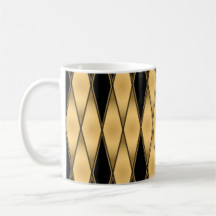 Diamond motif: gold-black elegant pattern. coffee mug