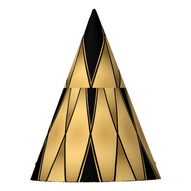 Diamond motif: gold-black elegant pattern. party hat (Front)