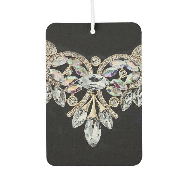 Diamond necklace black silver elegant  air freshener (Front)