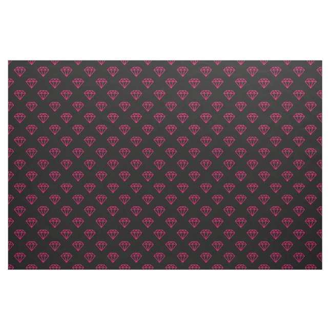 Diamond - Neon Red on Black Fabric (Yard)